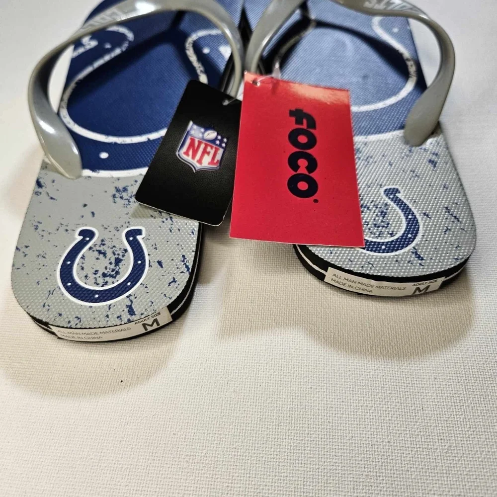 Indianapolis Colts NFL Mens Flip‎ Flops Medium FOCO Officially Licensed Product